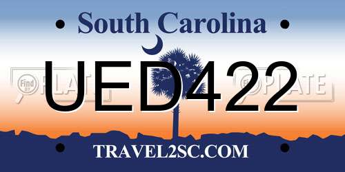 UED422 South Carolina License Plate