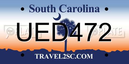 UED472 South Carolina License Plate