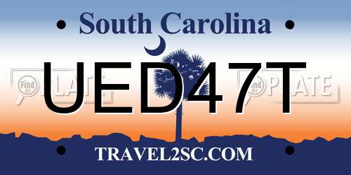 UED47T South Carolina License Plate