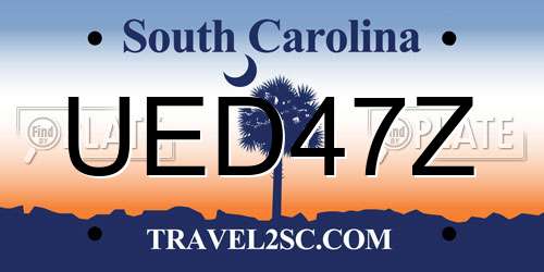 UED47Z South Carolina License Plate