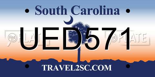 UED571 South Carolina License Plate