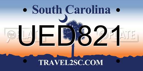 UED821 South Carolina License Plate