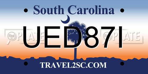 UED87I South Carolina License Plate