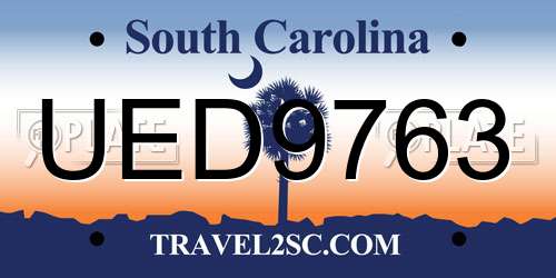 UED9763 South Carolina License Plate