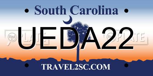 UEDA22 South Carolina License Plate