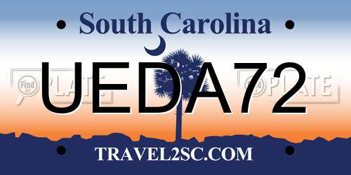 UEDA72 South Carolina License Plate