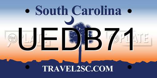 UEDB71 South Carolina License Plate