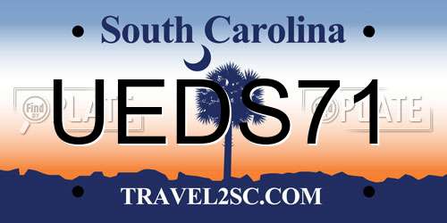 UEDS71 South Carolina License Plate