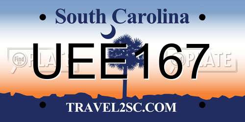 UEE167 South Carolina License Plate