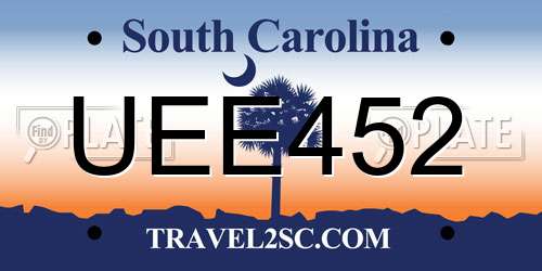 UEE452 South Carolina License Plate