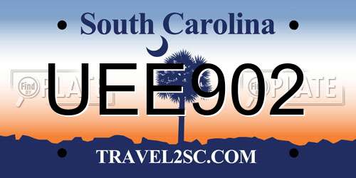 UEE902 South Carolina License Plate