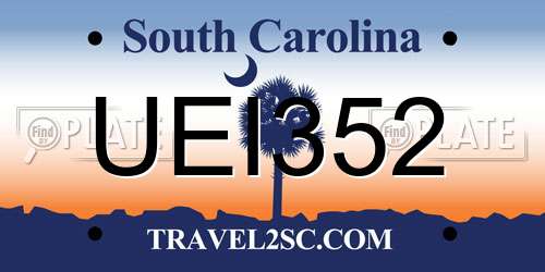 UEI352 South Carolina License Plate