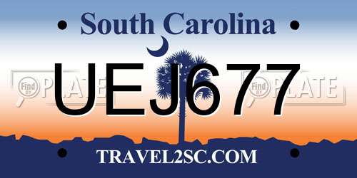 UEJ677 South Carolina License Plate