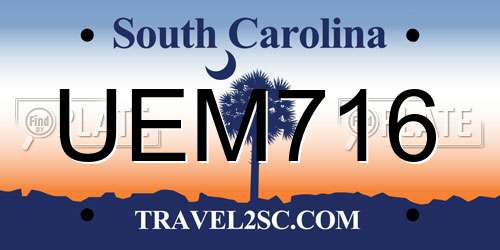UEM716 South Carolina License Plate