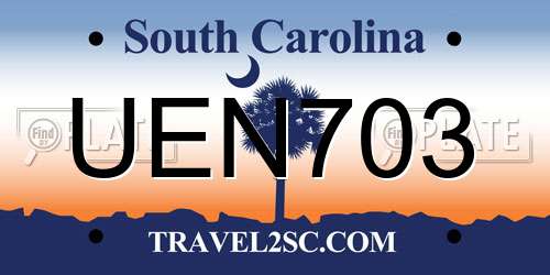 UEN703 South Carolina License Plate