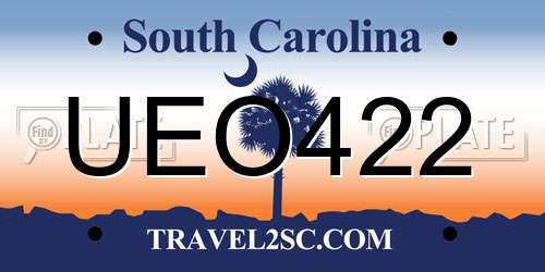 UEO422 South Carolina License Plate