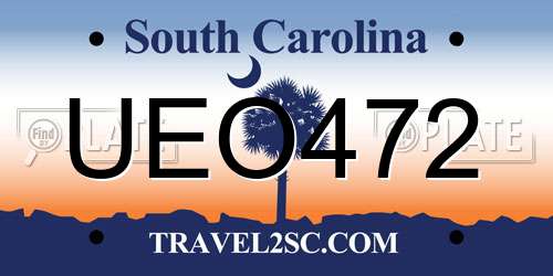 UEO472 South Carolina License Plate