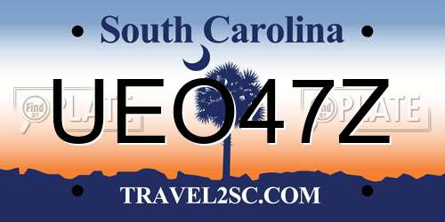 UEO47Z South Carolina License Plate