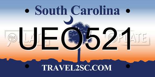 UEO521 South Carolina License Plate
