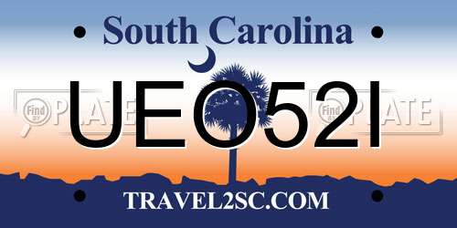 UEO52I South Carolina License Plate