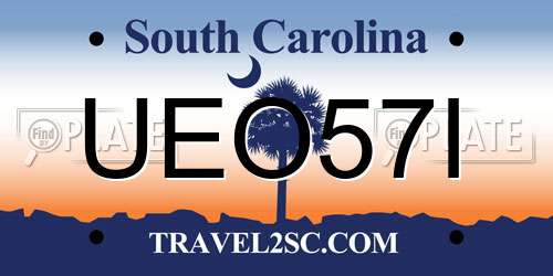 UEO57I South Carolina License Plate