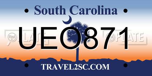 UEO871 South Carolina License Plate