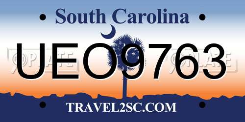 UEO9763 South Carolina License Plate