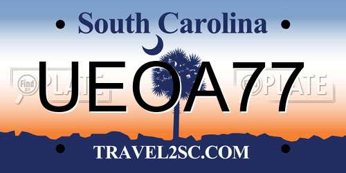 UEOA77 South Carolina License Plate