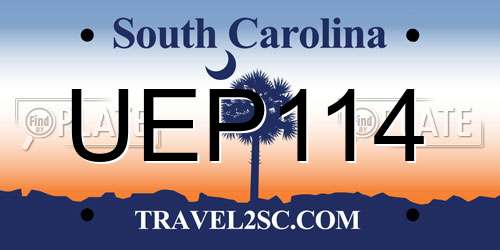 UEP114 South Carolina License Plate