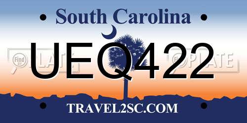 UEQ422 South Carolina License Plate