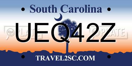 UEQ42Z South Carolina License Plate
