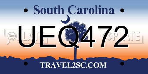 UEQ472 South Carolina License Plate