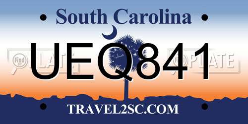 UEQ841 South Carolina License Plate