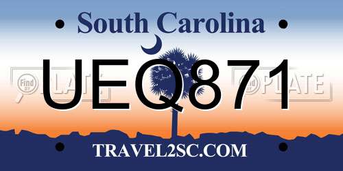 UEQ871 South Carolina License Plate