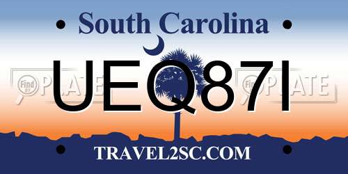 UEQ87I South Carolina License Plate