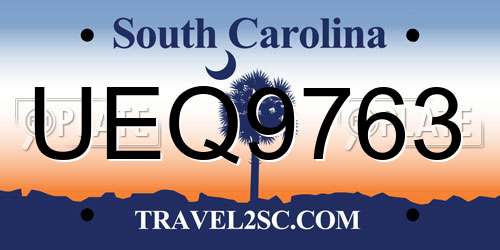UEQ9763 South Carolina License Plate