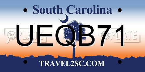 UEQB71 South Carolina License Plate