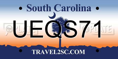 UEQS71 South Carolina License Plate