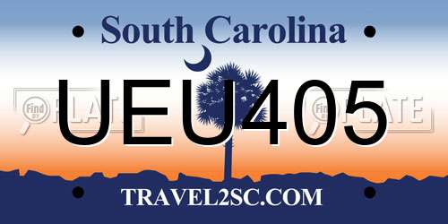UEU405 South Carolina License Plate