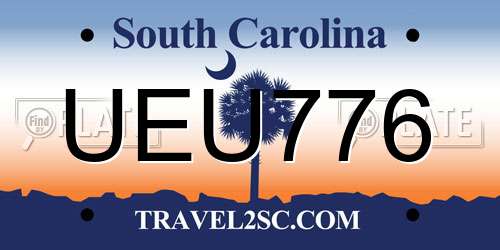 UEU776 South Carolina License Plate
