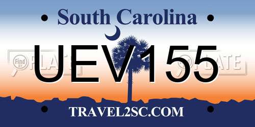 UEV155 South Carolina License Plate