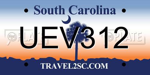 UEV312 South Carolina License Plate