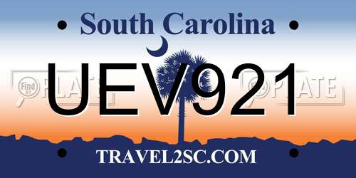 UEV921 South Carolina License Plate