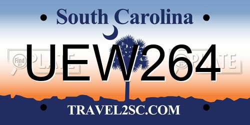 UEW264 South Carolina License Plate