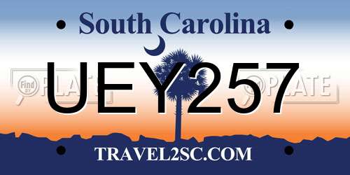 UEY257 South Carolina License Plate