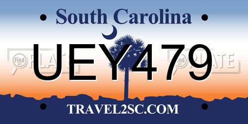 UEY479 South Carolina License Plate