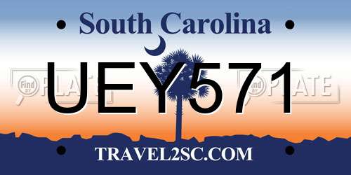 UEY571 South Carolina License Plate