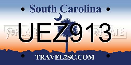 UEZ913 South Carolina License Plate
