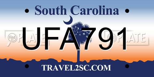UFA791 South Carolina License Plate