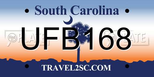 UFB168 South Carolina License Plate